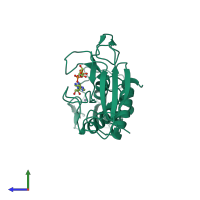 PDB entry 6y3j coloured by chain, side view.