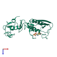 PDB entry 6y3j coloured by chain, top view.