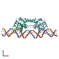 PDB entry 6y42 coloured by chain, front view.