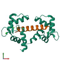 PDB entry 6y4p coloured by chain, front view.