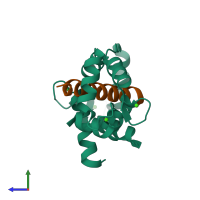 PDB entry 6y4p coloured by chain, side view.