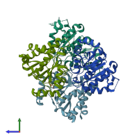 PDB entry 6y4z coloured by chain, side view.