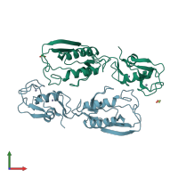 PDB entry 6y5n coloured by chain, front view.