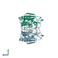 PDB entry 6y5n coloured by chain, side view.