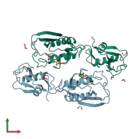 PDB entry 6y5p coloured by chain, front view.