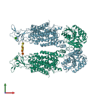 PDB entry 6y5r coloured by chain, front view.