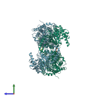 PDB entry 6y5r coloured by chain, side view.
