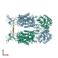 PDB entry 6y5v coloured by chain, front view.