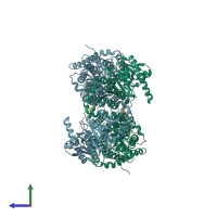 PDB entry 6y5v coloured by chain, side view.