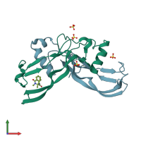 PDB entry 6y6n coloured by chain, front view.