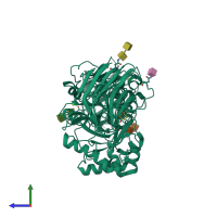 PDB entry 6y6s coloured by chain, side view.