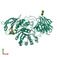 PDB entry 6y6t coloured by chain, front view.