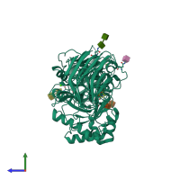 PDB entry 6y6t coloured by chain, side view.