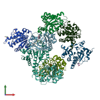 PDB entry 6y73 coloured by chain, front view.