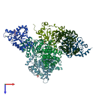 PDB entry 6y73 coloured by chain, top view.