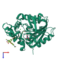 PDB entry 6y7a coloured by chain, top view.