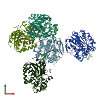 PDB entry 6y7b coloured by chain, front view.