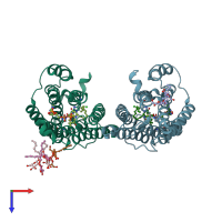 PDB entry 6y7f coloured by chain, top view.