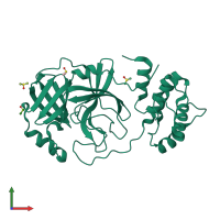 PDB entry 6y84 coloured by chain, front view.