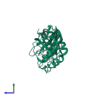 PDB entry 6y84 coloured by chain, side view.