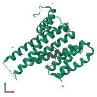 PDB entry 6y8e coloured by chain, front view.