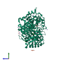 PDB entry 6y8y coloured by chain, side view.