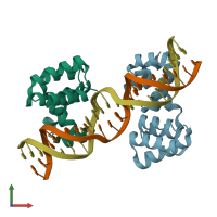 PDB entry 6y93 coloured by chain, front view.