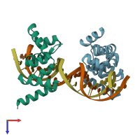PDB entry 6y93 coloured by chain, top view.