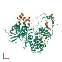 PDB entry 6ya6 coloured by chain, front view.