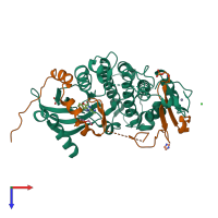 PDB entry 6ya6 coloured by chain, top view.
