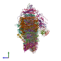 PDB entry 6yac coloured by chain, side view.