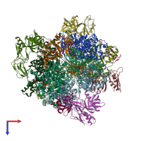 PDB entry 6ybp coloured by chain, top view.