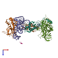 PDB entry 6ybv coloured by chain, top view.