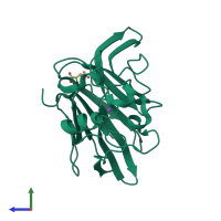 PDB entry 6ybx coloured by chain, side view.