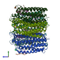 PDB entry 6ybz coloured by chain, side view.