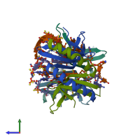 PDB entry 6ycs coloured by chain, side view.