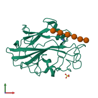 PDB entry 6yde coloured by chain, front view.
