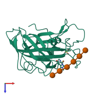 PDB entry 6yde coloured by chain, top view.