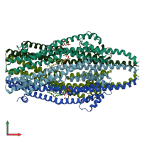 PDB entry 6ye4 coloured by chain, front view.