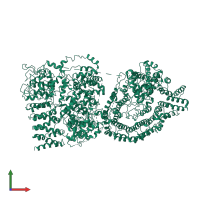 PDB entry 6yej coloured by chain, front view.