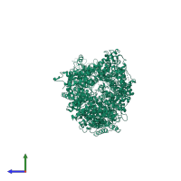 PDB entry 6yej coloured by chain, side view.