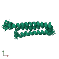 PDB entry 6yel coloured by chain, ensemble of 20 models, front view.