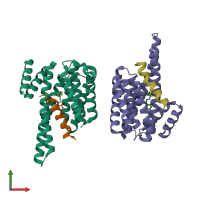 PDB entry 6ygj coloured by chain, front view.