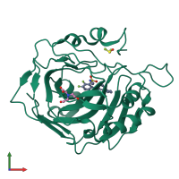 PDB entry 6yh8 coloured by chain, front view.