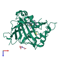 PDB entry 6yh8 coloured by chain, top view.