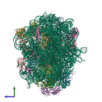 PDB entry 6yhs coloured by chain, side view.