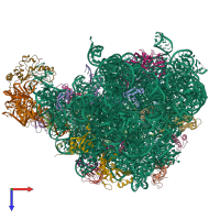 PDB entry 6yhs coloured by chain, top view.