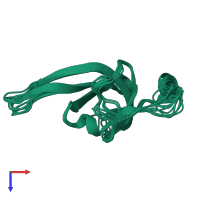 PDB entry 6yhz coloured by chain, ensemble of 10 models, top view.