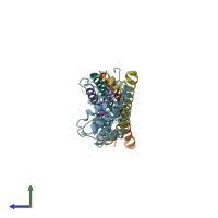 PDB entry 6yie coloured by chain, side view.
