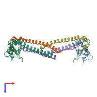 PDB entry 6yie coloured by chain, top view.